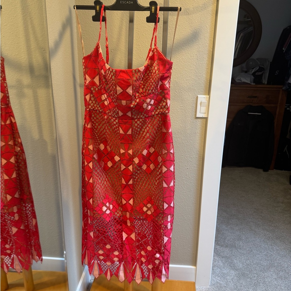 St. John Red Geometric Dress